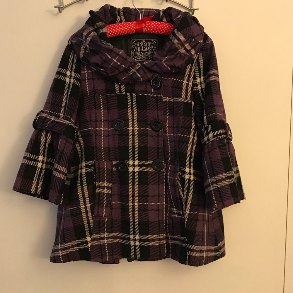 Purple plaid doll coat